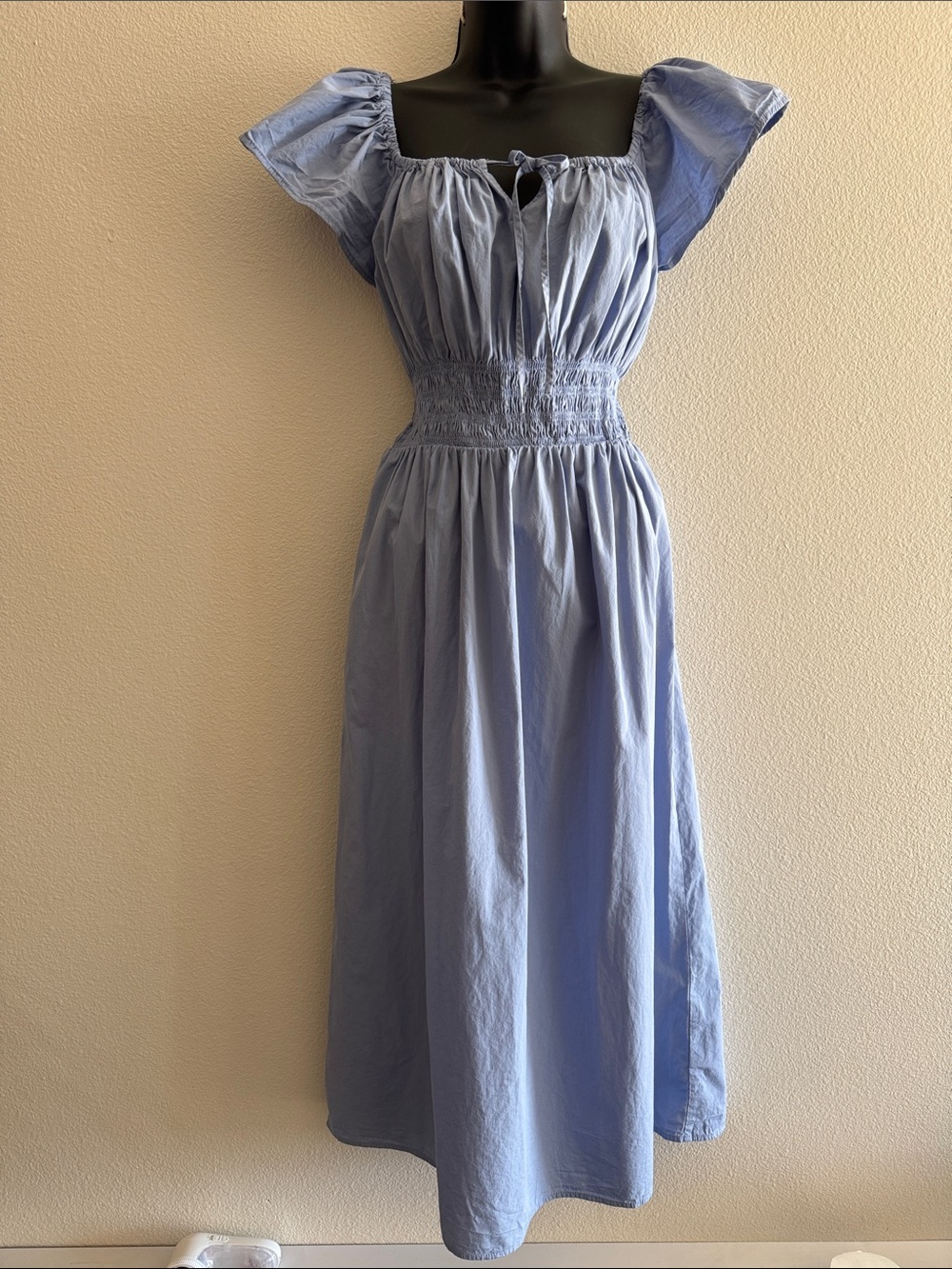 100% cotton Sky Blue Midi Dress